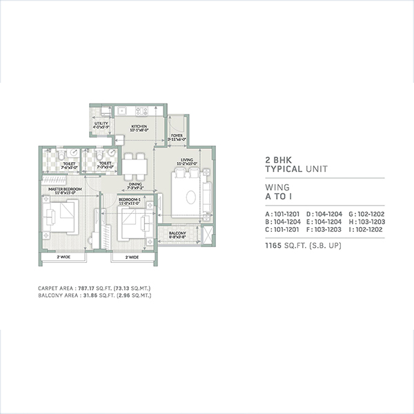 ORCHID PICCADILLY 2 BHK 1176 sq.ft