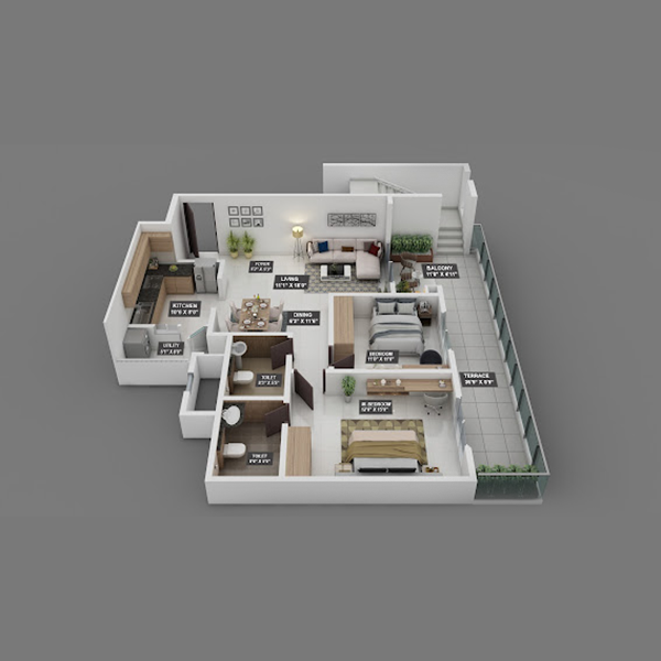 PURVA PROMENADE 2BHK 1232sqft
